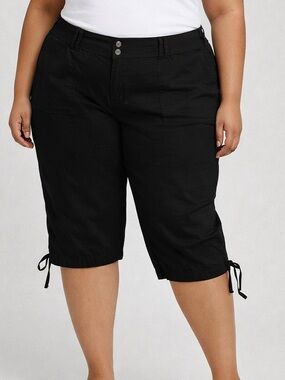 😍SHOW SPECIAL GEORGE Black Cotton Capri with Tie Hem size 20W